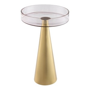 TOV Furniture Alo 20.5"H Small Modern Glass and Iron Side Table in Pink/Gold - 1 of 4