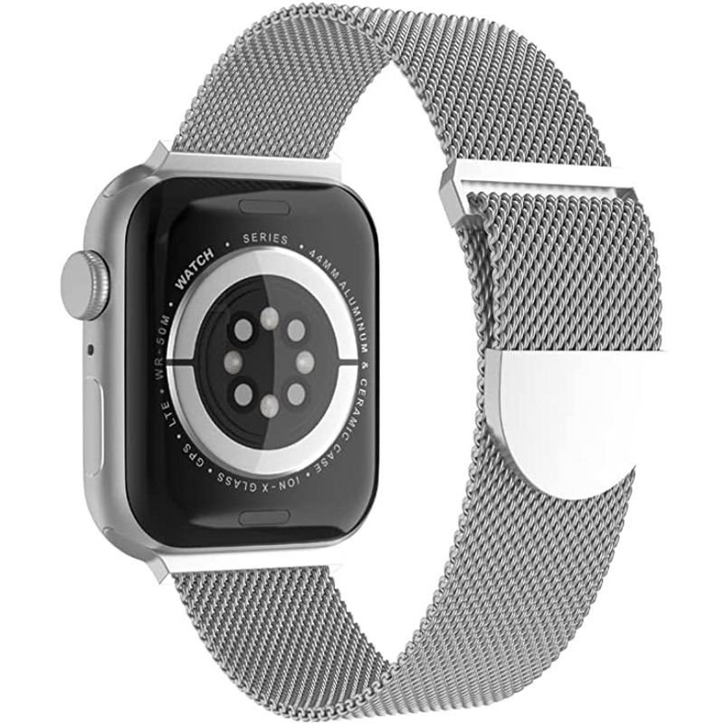 Worryfree Gadgets Metal Mesh Magnetic Apple Watch Band 45/44/42mm and 41/40/38mm Fashion Band with Sport Clasp for iWatch Series 8 7 SE 6 5 4 3 2 1, 2 of 4