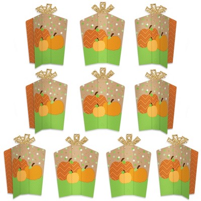 Big Dot of Happiness Pumpkin Patch - Table Decorations - Fall, Halloween or Thanksgiving Party Fold and Flare Centerpieces - 10 Count