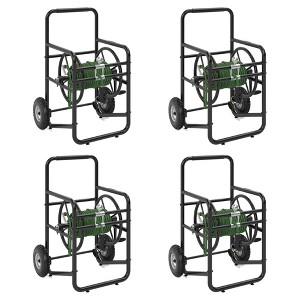 Suncast Professional Portable 200 Foot Powder-Coated Steel Hose Reel Cart with Wheels for Landscaping, Yard, Garden, & Utility Use, Black (4 Pack) - 1 of 4