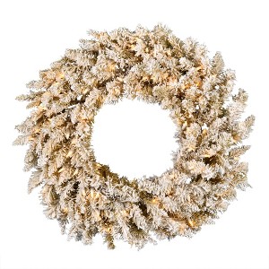 Vickerman Artificial Frosted Gold Fir Wreath - 1 of 4