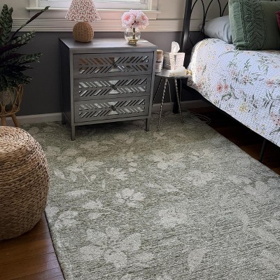 5'x7' Botanical Flatweave Area Rug Green - Threshold™ : Target