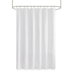 LunaLulinlk Super Waffle Textured Solid Shower Curtain - 1 of 4
