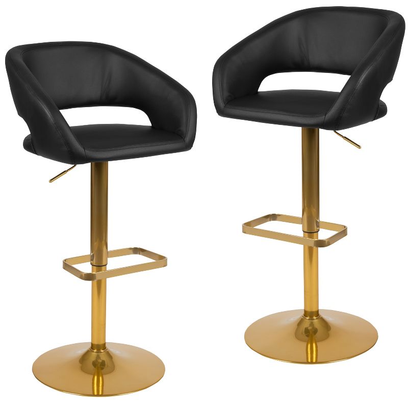 Flash Furniture Contemporary Vinyl Adjustable Height Barstool with Rounded Mid-Back, Set of 2, 1 of 14
