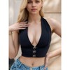 Paaaawaters Women's Deep V Neck Front Button Halter Bra Sexy Strapless Backless Breathable Bra - 2 of 4