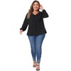 Agnes Orinda Women's Plus Size Work Dressy Casual Pleated V Neck Long Sleeve Blouses - 3 of 4