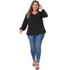 Agnes Orinda Women's Plus Size Work Dressy Casual Pleated V Neck Long Sleeve Blouses - image 3 of 4