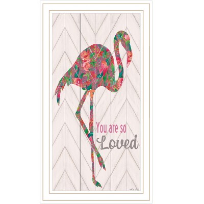 HomeRoots You are so loved Flamingo White Framed Print Wall Art