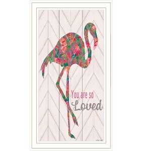 HomeRoots You are so loved Flamingo White Framed Print Wall Art - 1 of 3
