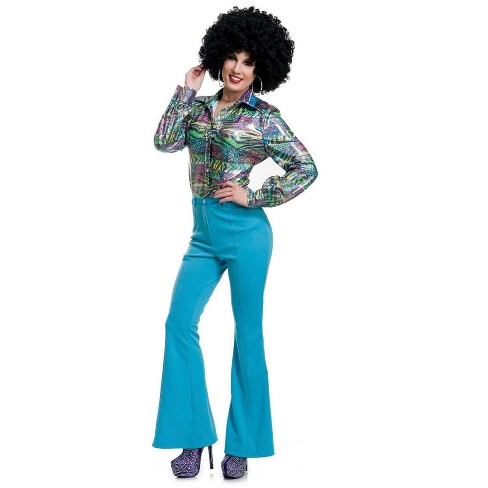 Charades Women's Blue 70's Disco Pants : Target