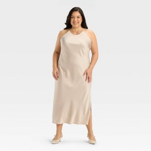 Women's Satin Halter Maxi Slip Dress - A New Day™ - 1 of 3