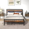Infans Queen Industrial Metal Platform Bed Frame Rustic Headboard Mattress Foundation - 3 of 4