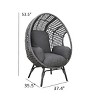 VisioGear Grid Style Patio Egg Chairs, Wicker Weaving Egg Chair with Oversized Semi-enclosed Cushion for Living Room Balcony, Gray, 37.4"*53.5"*35.5" - 3 of 4