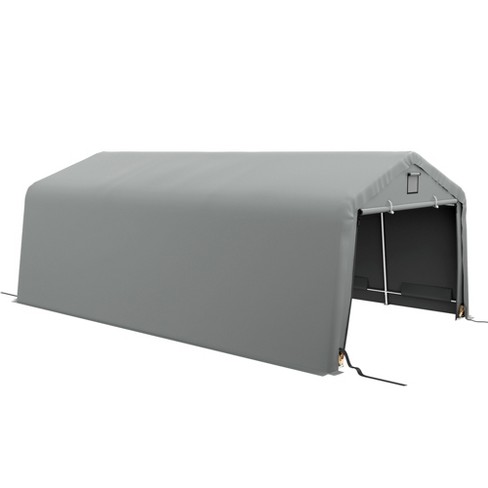 Outsunny 12' x 20' Portable Garage, Heavy Duty Car Port Canopy with  Ventilation Windows and Large Door, Gray