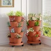 VECELO 5-Tier Vertical Garden Planter, Self Watering Stackable Planter with Wheels for Strawberries, Flowers, Vegetables, Set of 1/2 - 4 of 4