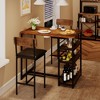 Bar Height Table and Chairs Set 3-Piece - 36" Counter Table with 2 Padded Stools - 4 of 4