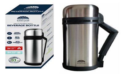 J&V TEXTILES Stainless Steel Water Bottle (51oz 40oz 34oz 25oz) - Keeps Liquids Hot or Cold w/Vacuum Insulation