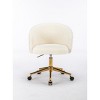 Office Chair Modern Faux Fur Upholstered Swivel Adjustable Task Chair with Arms for Bedroom or Vanity-3irtyhousy - 3 of 4