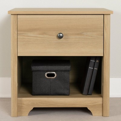 Natural Ash 1-Drawer Nightstand with Open Storage