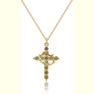 Crown Cross Necklace for Women, 14K Gold Plated Non-Tarnish Faith Jewelry Gift - 1 of 4