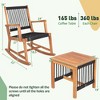 Costway 3pcs Patio Acacia Wood Bistro Table Rocking Chair Set All-Weather Rope Outdoor - 3 of 4