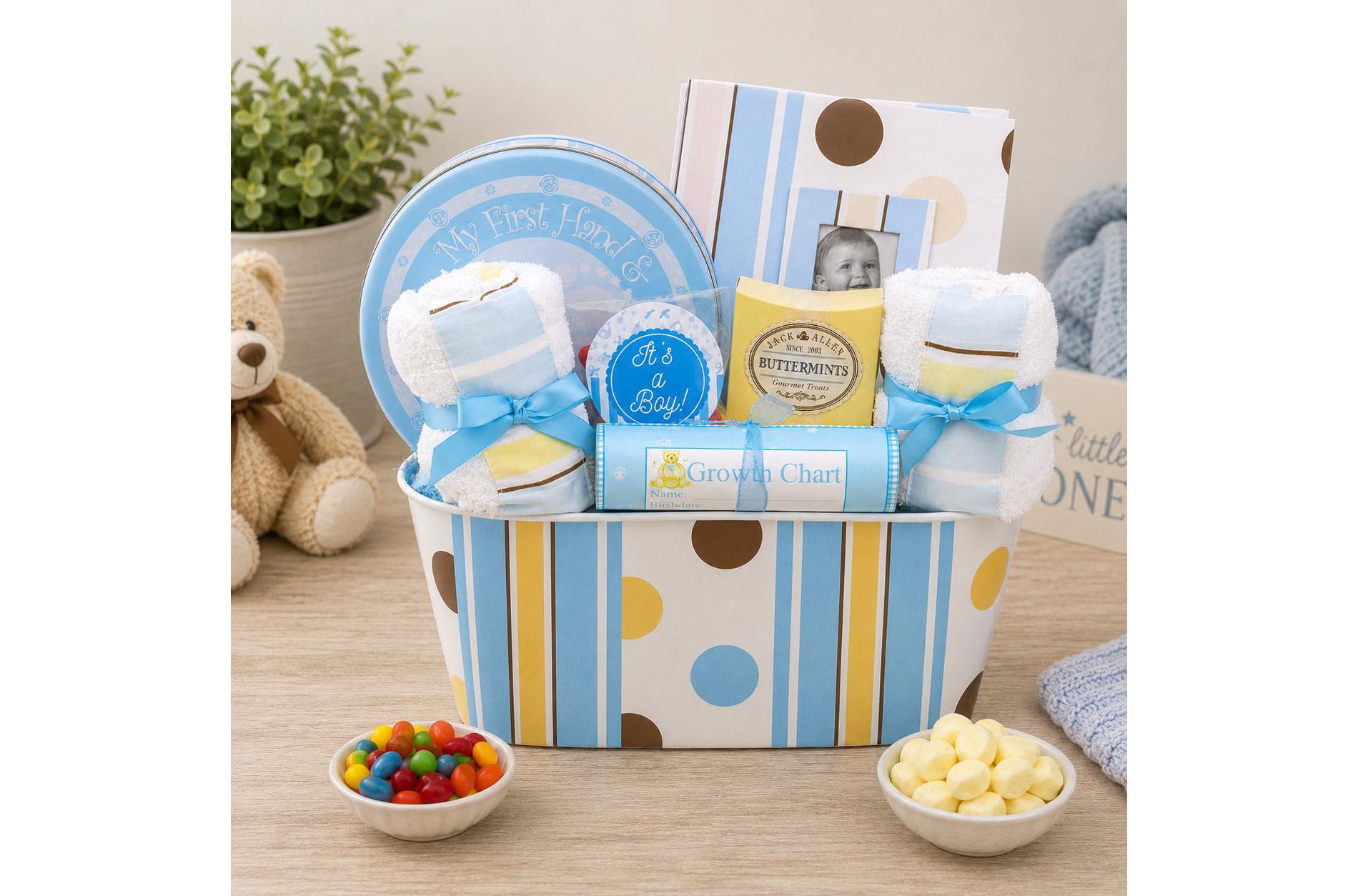 Welcome to the World Baby Boy Gift Basket
