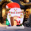Outsunny 7.5FT Christmas Inflatable Snowman House with Santa Claus and Xmas Tree, Blow Up Christmas Decorations with LED Lights for Indoor, Outdoor - 2 of 4