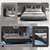 NicBex Upholstered Bed Frame with LED Lights and Adjustable Faux Leather Headboard,Wave Like Curve Low Profile Bed,No Box Spring Needed,Gray/Black - 4 of 4
