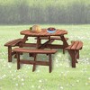 8 Person Wooden Picnic Table, Outdoor Camping Dining Table with Seat, 2220lb Capacity - 4 of 4