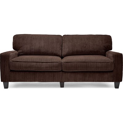 Palisades Compact Linen Fabric Sofa with Wood Accents, Riverfront Brown