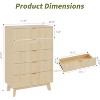 Fluted 5 Drawer Dressers, Closet Dressers Chest of Drawers, Wood Drawers Organizer for Bedroom Living Room Hallway Closet,Natural Oak - 2 of 4