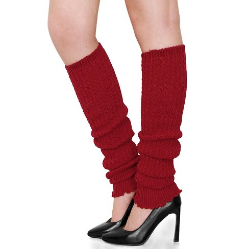 Allegra K Women's Ruffled Cuff Solid Color Knee High Knitted Leg ...