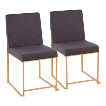 Set of 2 Highback Fuji Polyester/Steel Dining Chairs Gold/Charcoal - LumiSource