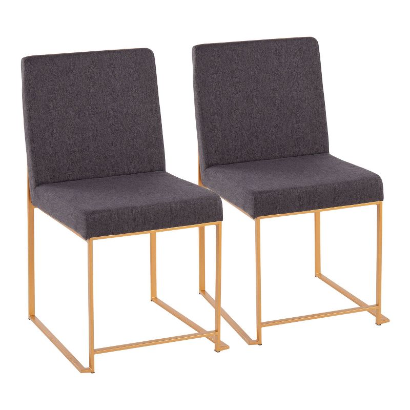 Set of 2 Highback Fuji Polyester/Steel Dining Chairs Gold/Charcoal - LumiSource, 1 of 11