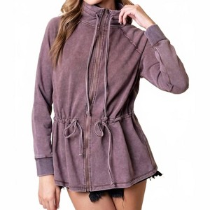 Women's Zip Up Front Knit Jacket - Doe and Rae - 1 of 2