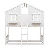 NicBex Twin Over Twin Bunk Bed with Roof,Loft Bed with Safety Guardrails and Ladder for Bedroom,Gray/White/Brown/Pink - 4 of 4