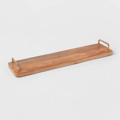 20" Mango Wood Serving Board with Gold Metal Handles - Threshold™