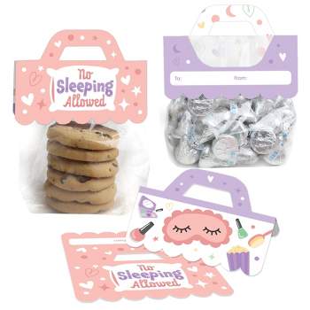 Big Dot of Happiness Pajama Slumber Party - DIY Girls Sleepover Birthday Party Clear Goodie Favor Bag Labels - Candy Bags with Toppers - Set of 24