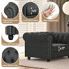 6 Seater 3pcs Linen Chesterfield Couches, Armchair Loveseat Sofa Set Tufted Couch for Living Room -Morden Fort - 3 of 4
