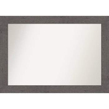 42" x 30" Non-Beveled Rustic Plank Gray Wall Mirror - Amanti Art