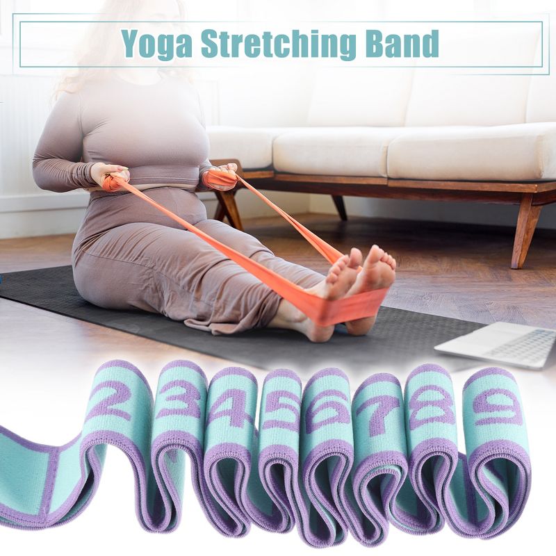 Unique Bargains Highly Elastic 9-Loops Yoga Stretching Band Exercise 1 Pc, 2 of 7