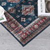 Acekool Boho Vintage Medallion Area Rug Collection, Washable Foldable Low Pile Non Slip Chenille TPR Backing, Red Blue Beige Gray - 4 of 4