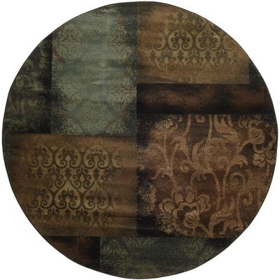 Oriental Weavers Hudson 4878B Blue/ Brown Indoor Area Rug - 7'8" Round