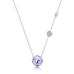 Bella Silver Sterling Silver Round Lavender CZ w/ Smaller CZ Necklace - Purple - 16+2 Inch - 1 of 2