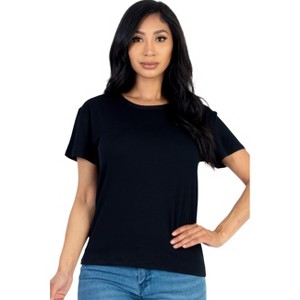 Slickblue Women's Basic Short Sleeve T-Shirt, Stretch Jersey Knit, Casual Everyday Fit, 10 Color Options, Size S-L - 1 of 4