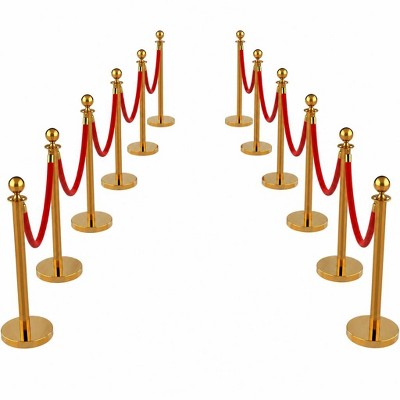 Stanchion Posts with Velvet Rope, Stainless Steel Gold Crowd Control ...