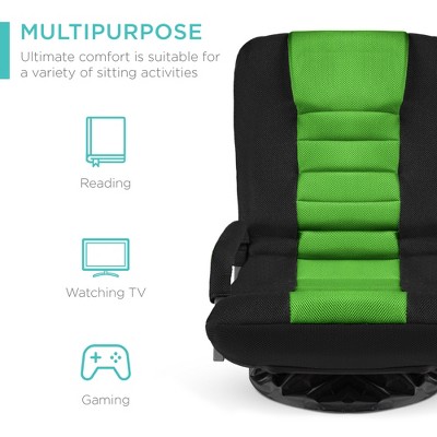 Black and Green Adjustable Swivel Gaming Floor Chair