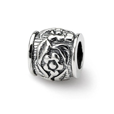 Black Bow Jewelry Sterling Silver Floral Pattern Bead Charm