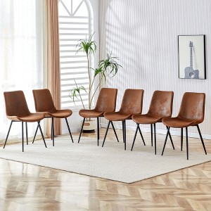 PAGED Dining Chairs Set of 4, Modern Kitchen Chair with Metal Legs and Curved Widened Seat, PU Leather Living Room Chair for Dining Room - 1 of 4