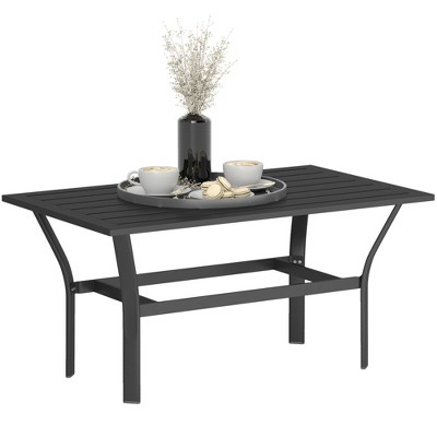 Outsunny Outdoor Coffee Table, All-Weather Rectangle Patio Coffee Table with Slatted Tabletop for Outside, Patio